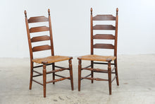 Load image into Gallery viewer, Set of 6 Traditional Ladder Back Dining Chairs with Woven Rush Seats
