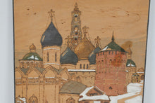 Load image into Gallery viewer, Vintage Russian Zagorsk Trinity Lavra Pyrography Wood Art Signed 12 x 14
