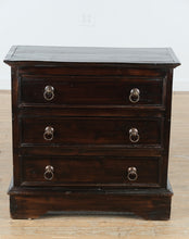 Load image into Gallery viewer, Rustic Dark Wood 3-Drawer Chest – Oversized Nightstand
