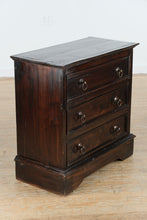 Load image into Gallery viewer, Rustic Dark Wood 3-Drawer Chest – Oversized Nightstand
