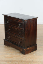 Load image into Gallery viewer, Rustic Dark Wood 3-Drawer Chest – Oversized Nightstand

