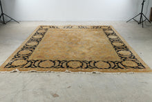 Load image into Gallery viewer, Hand Knotted Wool Oushak Style Area Rug Gold Black Floral 8 x 10
