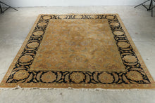 Load image into Gallery viewer, Hand Knotted Wool Oushak Style Area Rug Gold Black Floral 8 x 10

