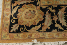 Load image into Gallery viewer, Hand Knotted Wool Oushak Style Area Rug Gold Black Floral 8 x 10
