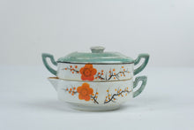 Load image into Gallery viewer, Vintage Japanese Lusterware Stackable Creamer and Sugar Bowl Floral Set
