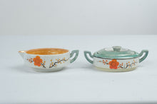 Load image into Gallery viewer, Vintage Japanese Lusterware Stackable Creamer and Sugar Bowl Floral Set
