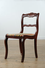 Load image into Gallery viewer, Saber Leg Rose Carved Accent Chair – Vintage Striped Upholstery
