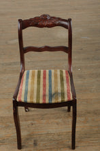 Load image into Gallery viewer, Saber Leg Rose Carved Accent Chair – Vintage Striped Upholstery
