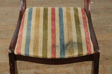 Load image into Gallery viewer, Saber Leg Rose Carved Accent Chair – Vintage Striped Upholstery
