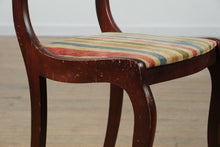 Load image into Gallery viewer, Saber Leg Rose Carved Accent Chair – Vintage Striped Upholstery
