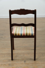 Load image into Gallery viewer, Saber Leg Rose Carved Accent Chair – Vintage Striped Upholstery
