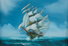 Load image into Gallery viewer, Jackson Original Oil Painting Clipper Ship Seascape Vintage 23 x 19
