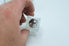 Load image into Gallery viewer, Vintage Glass Salt and Pepper Shakers Set of 3 Square Chrome Bullet Tops
