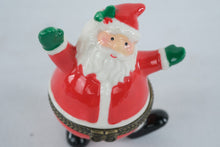 Load image into Gallery viewer, Santa Claus Porcelain Hinged Trinket Box Christmas with Miniature Gift
