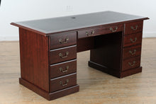 Load image into Gallery viewer, Sauder Executive Desk – Heritage Collection (Model 402159, 64” Wide, Mahogany Finish)

