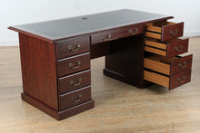 Load image into Gallery viewer, Sauder Executive Desk – Heritage Collection (Model 402159, 64” Wide, Mahogany Finish)

