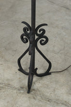 Load image into Gallery viewer, Rustic Metal Floor Lamp Scroll Base Linen Drum Shade 60 Inch
