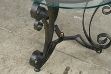 Load image into Gallery viewer, Round Glass Top Metal Scrollwork Accent Side Table
