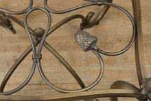 Load image into Gallery viewer, Rubbed Bronze Scrollwork Glass Side Table
