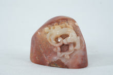 Load image into Gallery viewer, Chinese Carved Stone Foo Dog Seal Sculpture Red And White Stone
