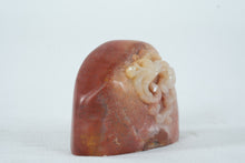 Load image into Gallery viewer, Chinese Carved Stone Foo Dog Seal Sculpture Red And White Stone

