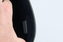 Load image into Gallery viewer, Cole Haan Aqua Blue Leather Wristlet Clutch Zip Pouch Gold Tone Hardware
