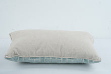 Load image into Gallery viewer, Aqua Blue Geometric Velvet Lumbar Throw Pillow 20 x 13 Modern Accent Cushion
