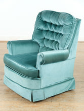 Load image into Gallery viewer, Seafoam Green Tufted Swivel Rocker Armchair – Vintage Mid-Century Charm
