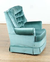 Load image into Gallery viewer, Seafoam Green Tufted Swivel Rocker Armchair – Vintage Mid-Century Charm
