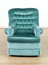 Load image into Gallery viewer, Seafoam Green Tufted Swivel Rocker Armchair – Vintage Mid-Century Charm

