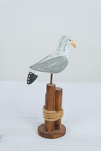 Load image into Gallery viewer, Wood Seagull Figurine Nautical Dock Post Coastal Beach Decor Rope Base
