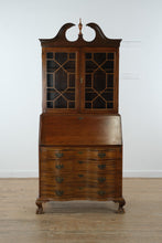 Load image into Gallery viewer, Governor Winthrop Serpentine Front Secretary Desk with Bookcase Top – Solid Wood, Ball &amp; Claw Feet
