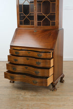 Load image into Gallery viewer, Governor Winthrop Serpentine Front Secretary Desk with Bookcase Top – Solid Wood, Ball &amp; Claw Feet
