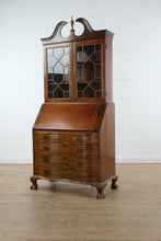Load image into Gallery viewer, Governor Winthrop Serpentine Front Secretary Desk with Bookcase Top – Solid Wood, Ball &amp; Claw Feet
