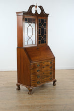 Load image into Gallery viewer, Governor Winthrop Serpentine Front Secretary Desk with Bookcase Top – Solid Wood, Ball &amp; Claw Feet
