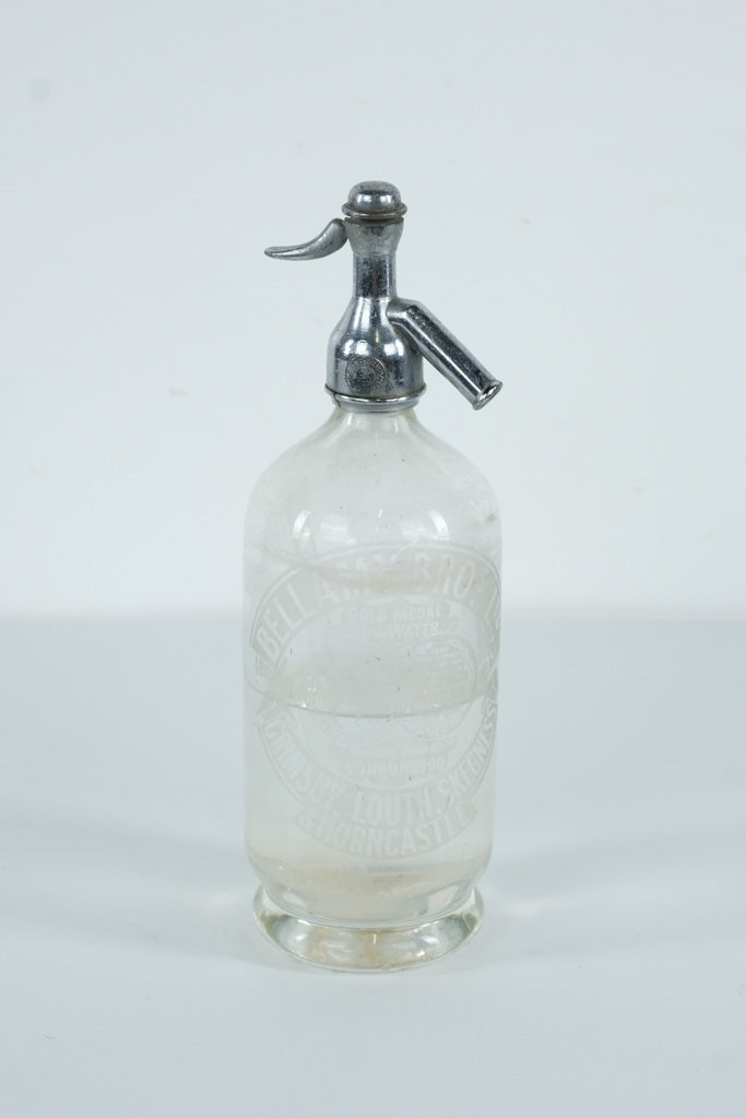 Antique Etched Glass Soda Siphon Bottle – Bellamy Bros Ltd. (London 1900 Award) – Grimsby, Louth, Skegness & Horncastle