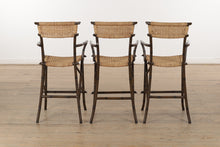 Load image into Gallery viewer, Set of 3 Metal Bamboo Woven Barstools
