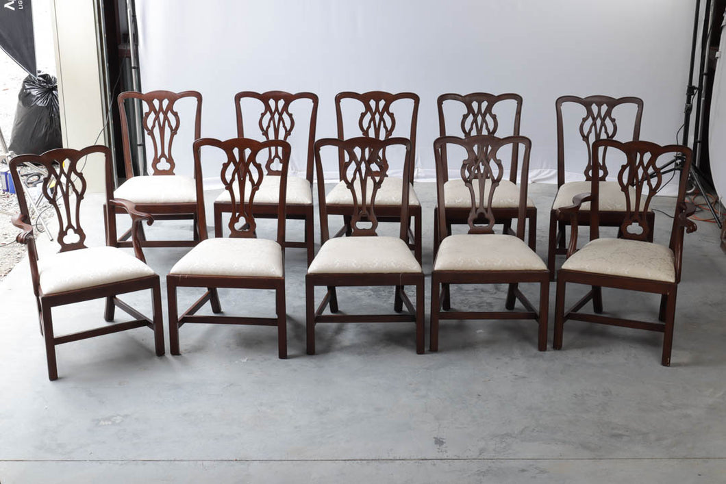 Set of 10 Mahogany Chippendale Dining Chairs
