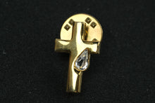 Load image into Gallery viewer, Set of 3 Gold-Tone Religious Tie Pins – Cross with Crystal, Praying Angel &amp; Cherub Designs
