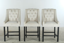 Load image into Gallery viewer, Set of 3 Tufted Upholstered Counter Height Bar Stools with Wingback Design - Online Only
