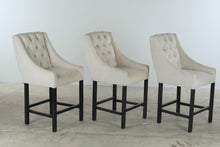 Load image into Gallery viewer, Set of 3 Tufted Upholstered Counter Height Bar Stools with Wingback Design - Online Only
