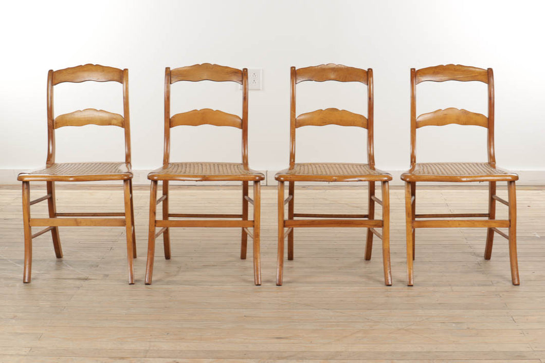 Set of 4 Antique Cane Seat Chairs