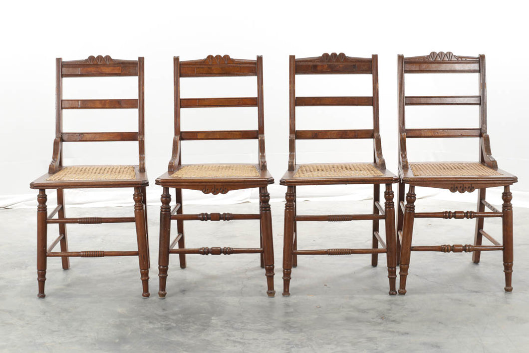 Set of 4 East Lake Chairs with Hand Caned Seats