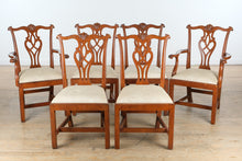 Load image into Gallery viewer, Set of 6 Baker Dupree Chippendale-Style Dining Chairs – Solid Wood, Upholstered Seats
