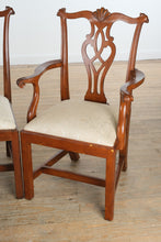 Load image into Gallery viewer, Set of 6 Baker Dupree Chippendale-Style Dining Chairs – Solid Wood, Upholstered Seats
