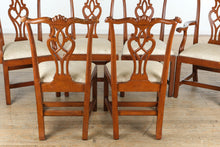 Load image into Gallery viewer, Set of 6 Baker Dupree Chippendale-Style Dining Chairs – Solid Wood, Upholstered Seats
