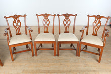 Load image into Gallery viewer, Set of 6 Baker Dupree Chippendale-Style Dining Chairs – Solid Wood, Upholstered Seats

