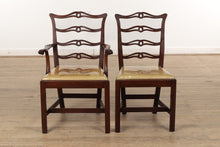 Load image into Gallery viewer, Set of 6 Mahogany Ribbon Back Dining Chairs
