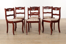 Load image into Gallery viewer, Set of 6 Rose Carved Saber Legged Chairs
