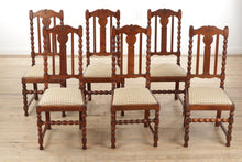 Load image into Gallery viewer, Set of 6 Tall Back Chairs with Spun Posts and New Upholstery
